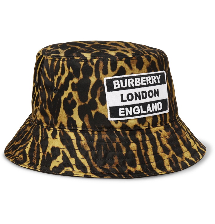 Photo: Burberry - Reversible Logo-Appliquéd Leopard-Print Nylon Bucket Hat - Animal print