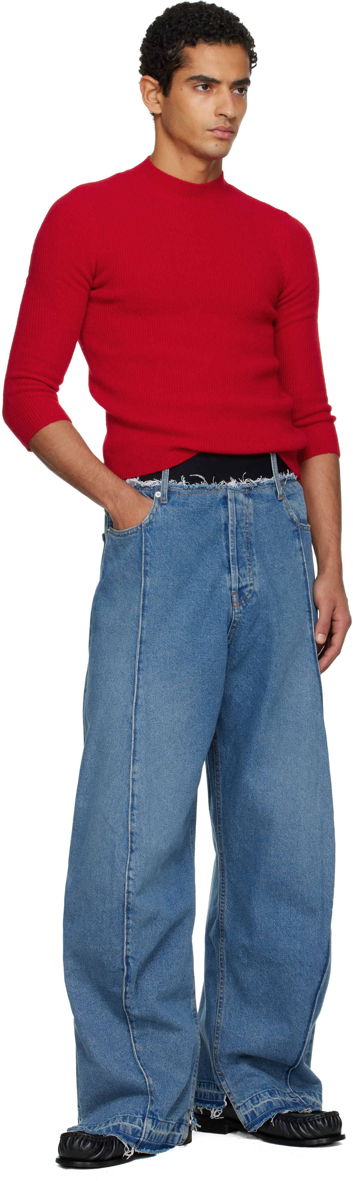 ALAINPAUL Blue Knee Shape Jeans