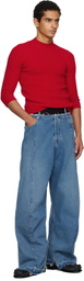 ALAINPAUL Blue Knee Shape Jeans