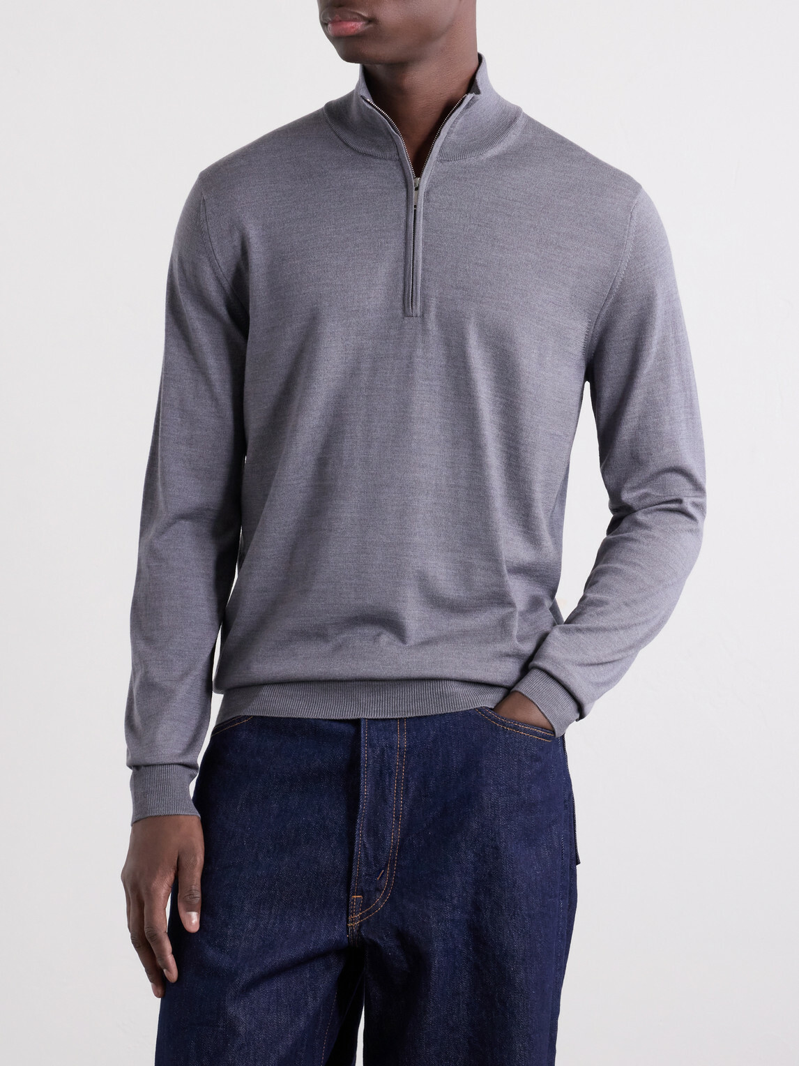 Slowear - Zanone Flexwool Half-Zip Sweater - Gray