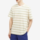 Monitaly Men's Japanese Cotton Stripe T-Shirt in Natural Stripe