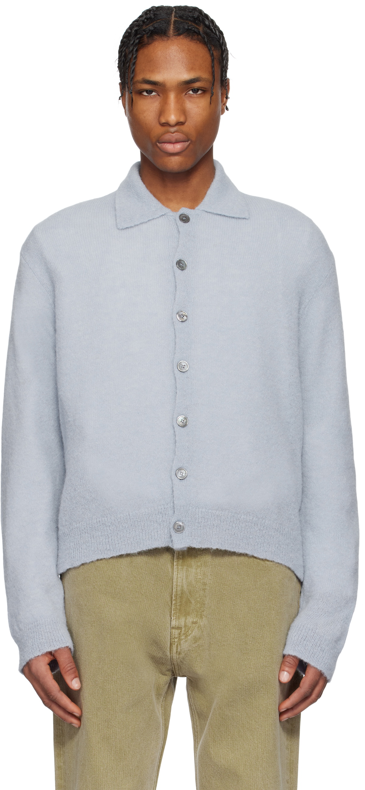 OUR LEGACY Blue Evening Polo Cardigan Our Legacy