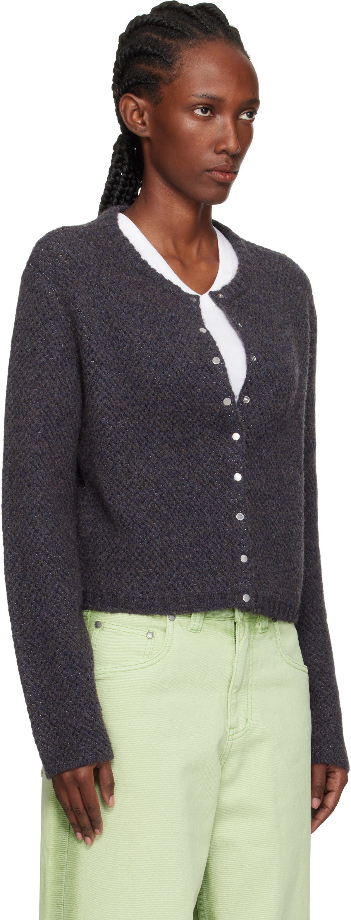 Eckhaus Latta Gray Yak Snap Cardigan