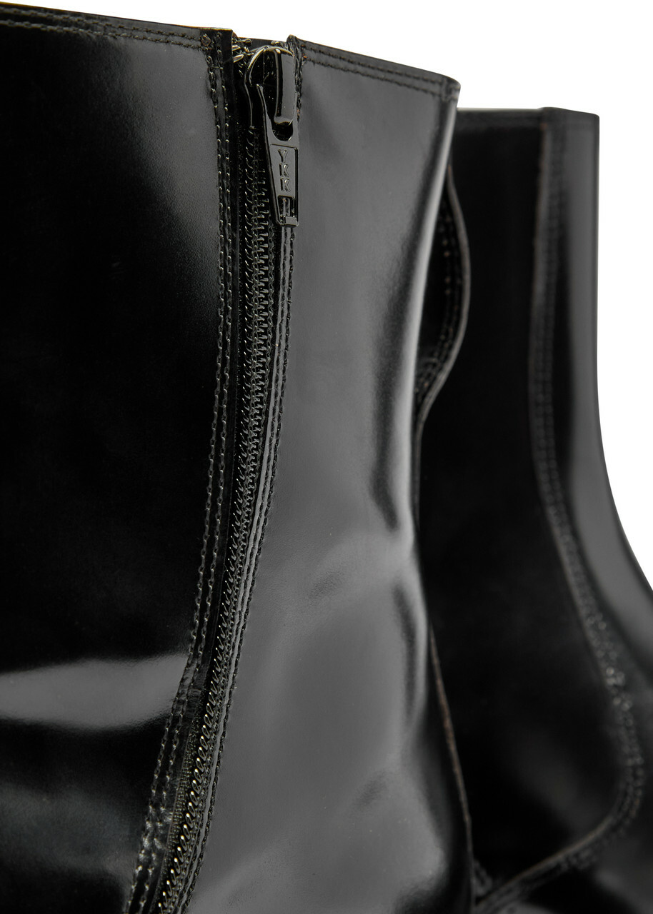 Lemaire Glossed Leather Ankle Boots Black