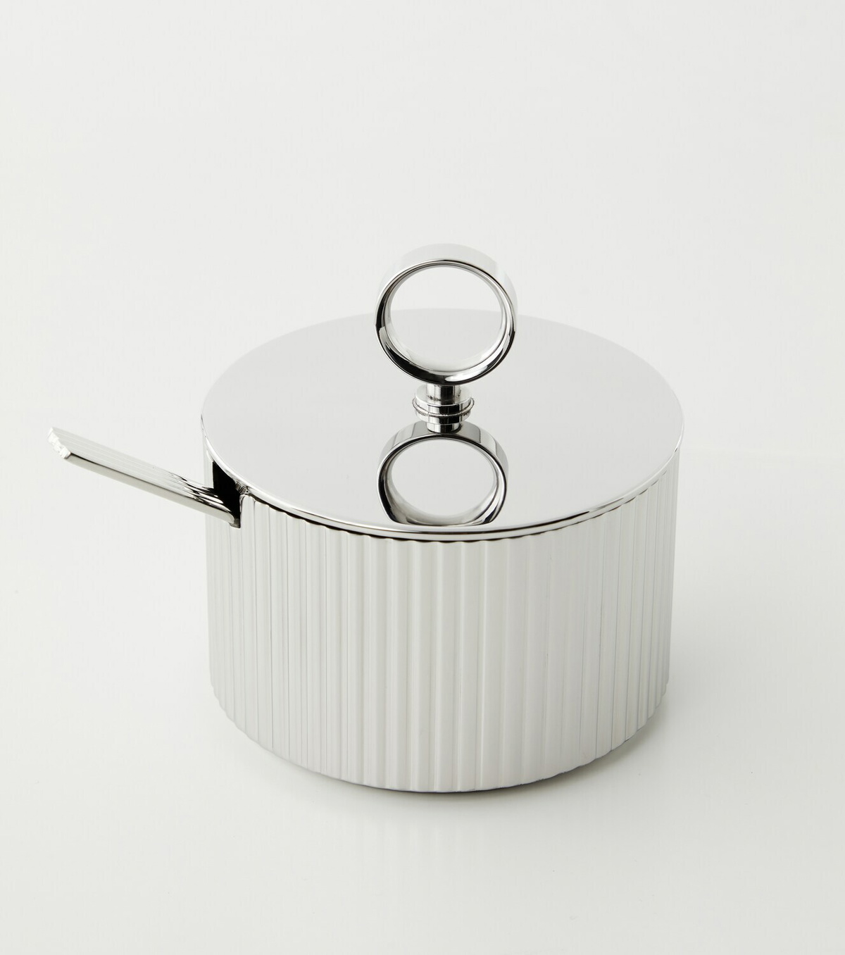 Georg Jensen Bernadotte sugar bowl and spoon set by Sigvard Bernadotte