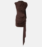 De La Vali Draped caped jersey minidress