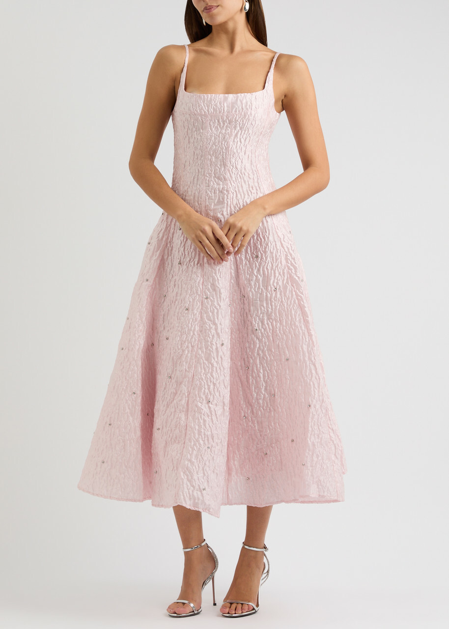 【英国発Sister Jane】Mara tulle and floral-jacquard dress Sister Jane Ballerina Floral-jacquard Cloqué Midi Dress Pink