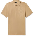 Fendi - Slim-Fit Logo-Embossed Cotton-Piqué Polo Shirt - Neutrals