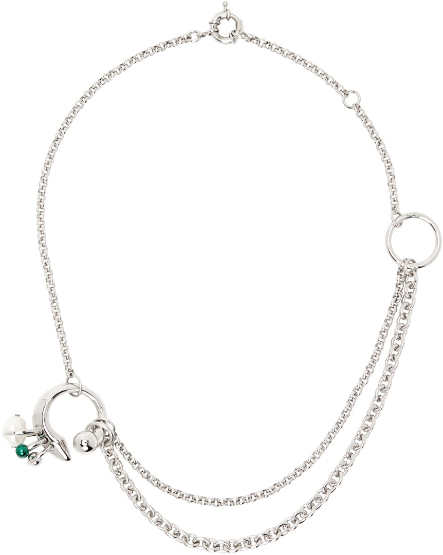 Acne Studios Silver Multi-Chain Charm Necklace