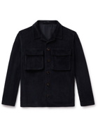 LARDINI - Convertible-Collar Cotton-Corduroy Shirt Jacket - Blue