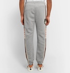 Gucci - Appliquéd Loopback Cotton-Jersey Sweatpants - Men - Gray