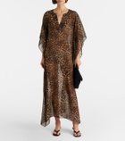 Nili Lotan Erica leopard-print semi-sheer silk kaftan