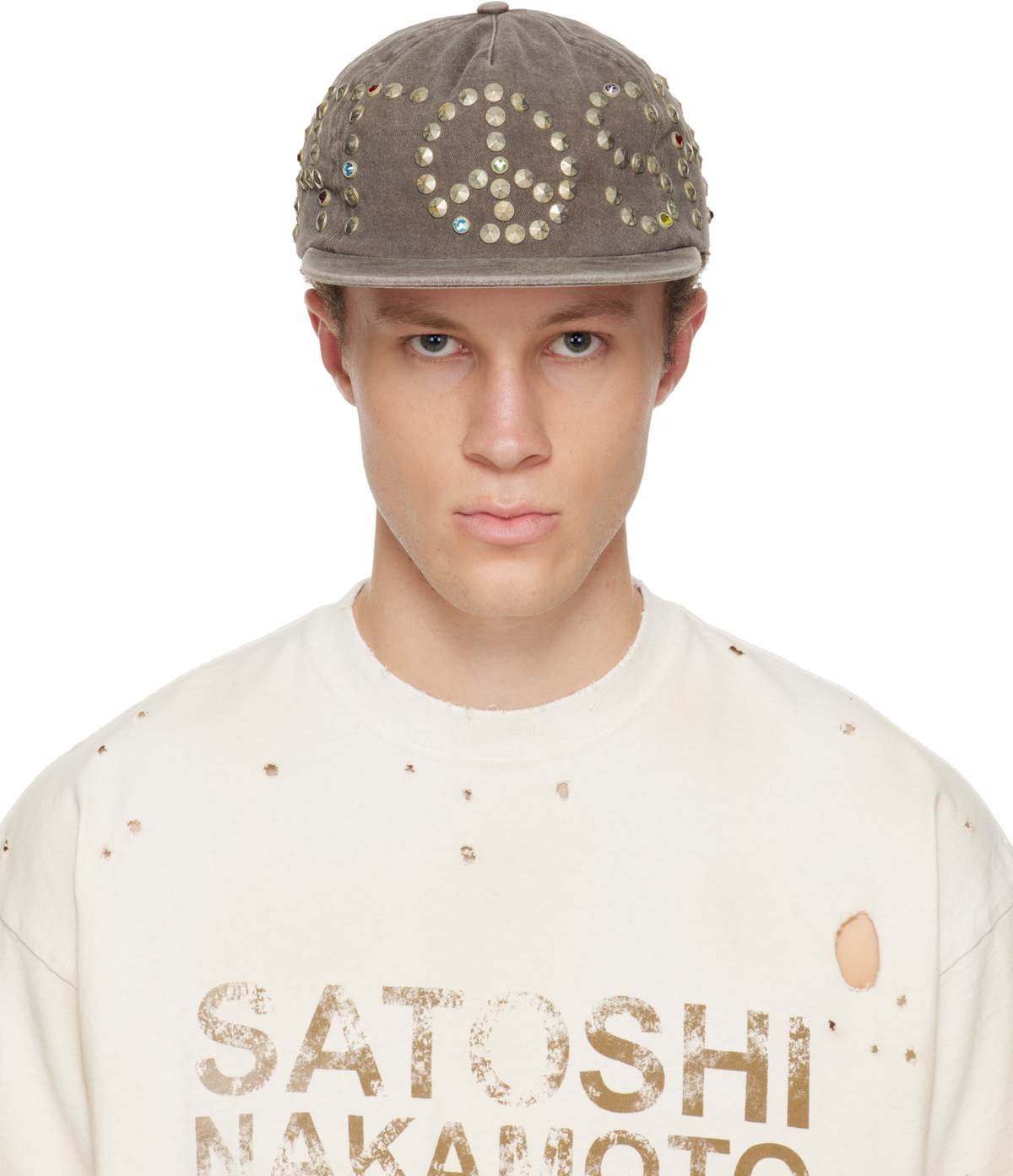 Satoshi Nakamoto Khaki Studded Wrap Around Cap