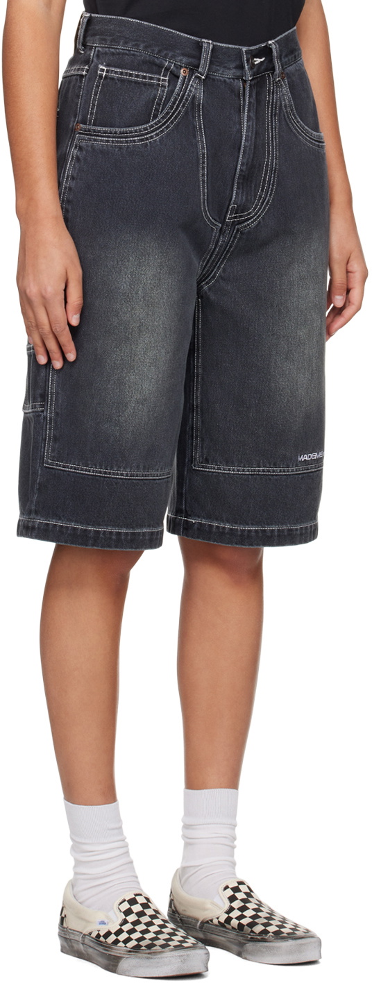 MadeMe Black Double-Knee Denim Shorts