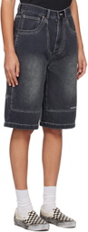 MadeMe Black Double-Knee Denim Shorts