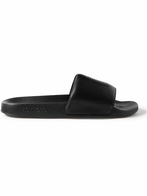 Photo: TOM FORD - Ricky Logo-Perforated Leather Slides - Black