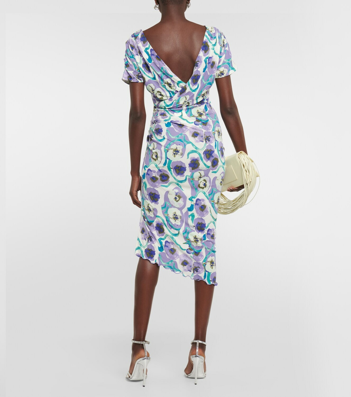 Robe Diane Von Furstenberg Grise (Grey Slate Black Havana) Taille 4 - Neuf Avec étiquettes - Manches Courtes - Genou