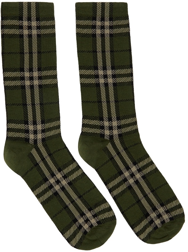 Photo: Burberry Green Intarsia Check High Socks