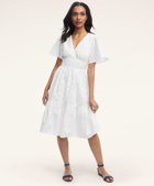 Brooks Brothers Women's Cotton Voile Eyelet Flutter Sleeve Dress | White