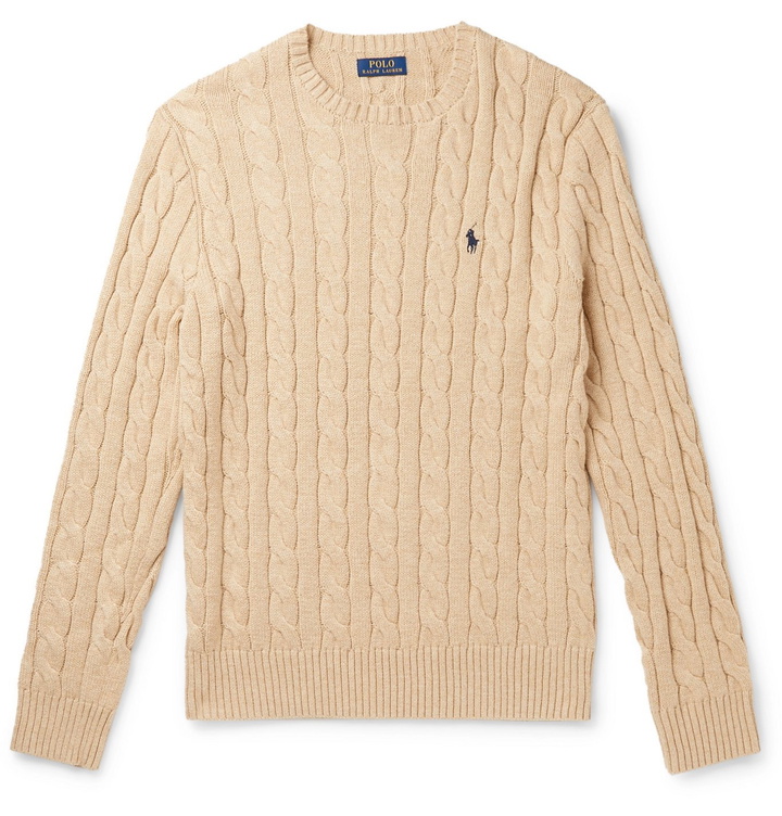 Photo: Polo Ralph Lauren - Cable-Knit Cotton Sweater - Neutrals