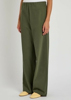 Vince Colette Wide-leg Cotton-poplin Trousers Khaki
