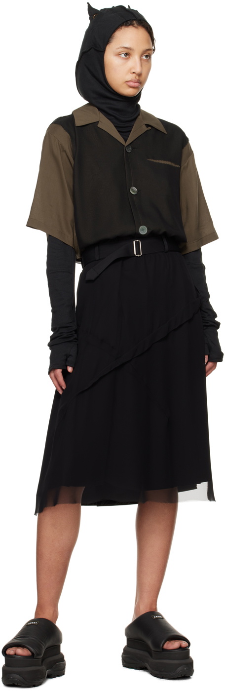 UNDERCOVER Black Layered Midi Skirt
