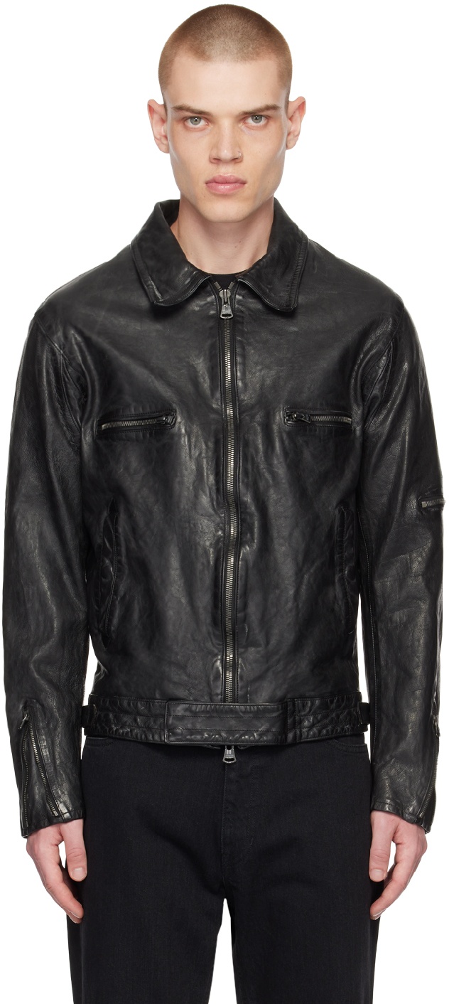 Yohji Yamamoto Black Isamu Katayama Backlash Edition Leather Jacket ...