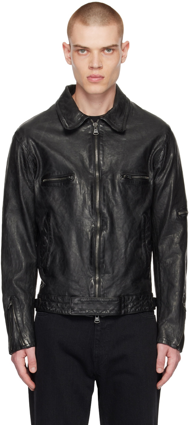 Yohji Yamamoto Black Isamu Katayama Backlash Edition Leather Jacket ...