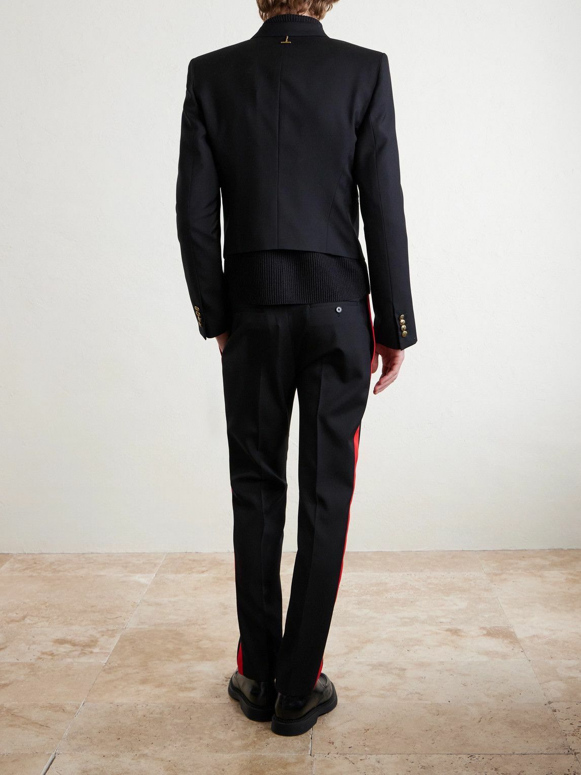 McQueen - Slim-Fit Double-Breasted Grosgrain-Trimmed Wool-Twill Blazer - Black