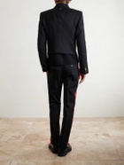 McQueen - Slim-Fit Double-Breasted Grosgrain-Trimmed Wool-Twill Blazer - Black