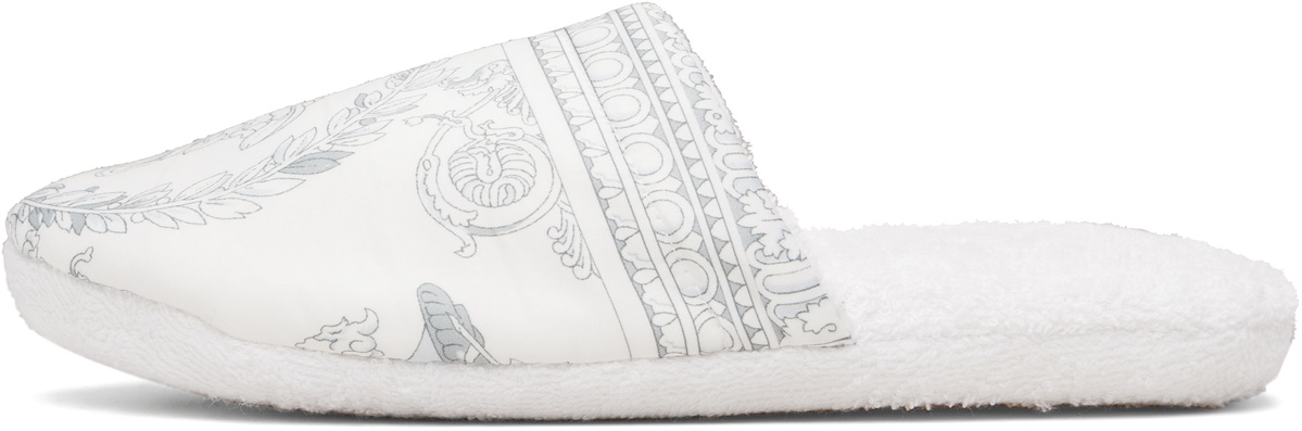 Versace White 'I Heart Baroque' Slippers
