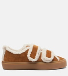Inuikii Shearling-trimmed suede low-top sneakers
