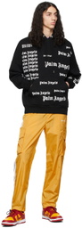 Palm Angels Black Allover Logo Hoodie