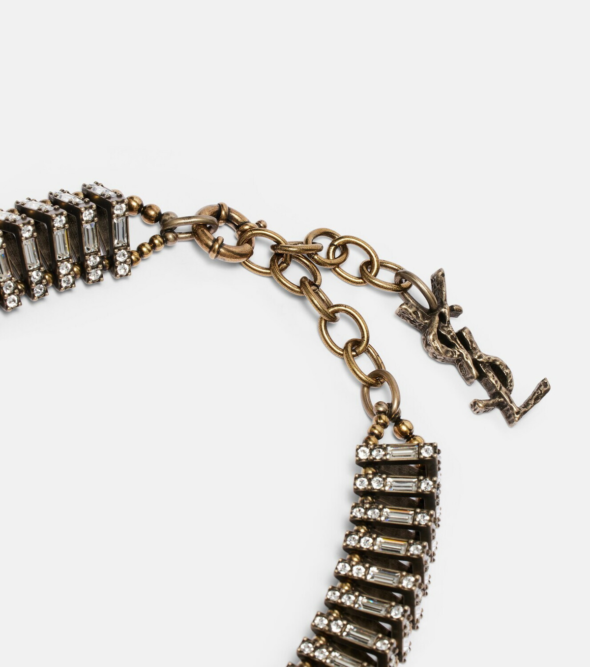 Saint Laurent Pyramid crystal-embellished chain necklace
