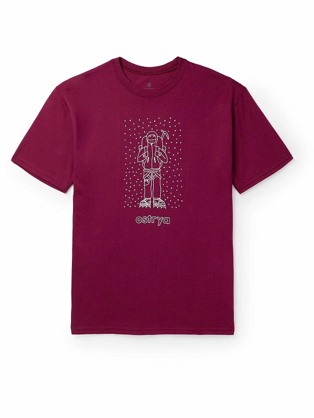 Photo: OSTRYA - Alpinist Equi-Tee Logo-Print Cotton-Blend Jersey T-Shirt - Burgundy