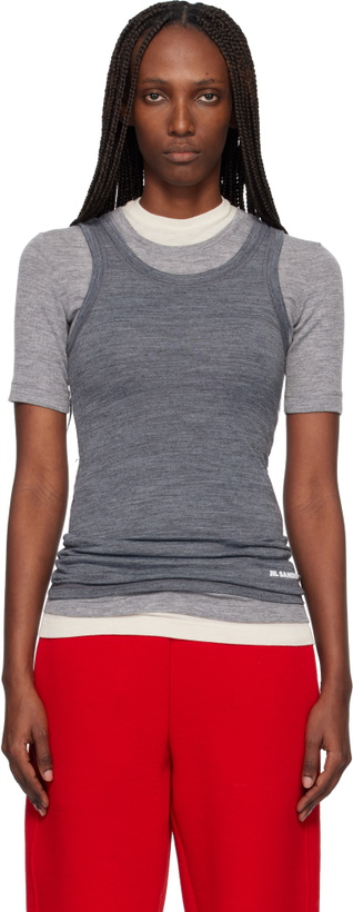 Photo: Jil Sander Gray Lightweight Technical Wool Jersey Tank Top