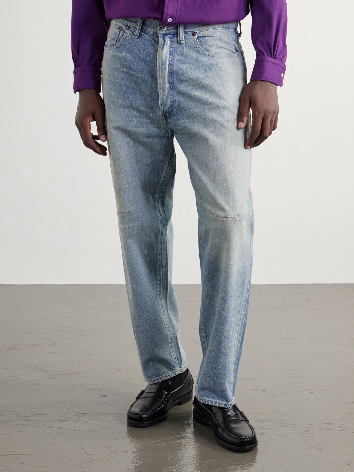 A.PRESSE - No. 37 Wide-Leg Distressed Jeans - Blue