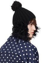 Tao Comme Des Garçons Black Wool Mix Rib Beanie