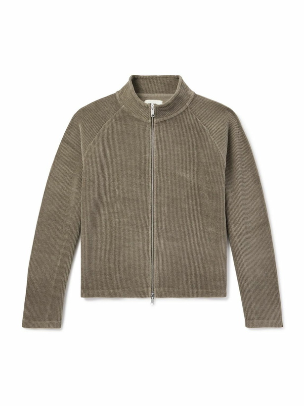 Photo: mfpen - Leisure Cotton Zip-Up Sweater - Brown
