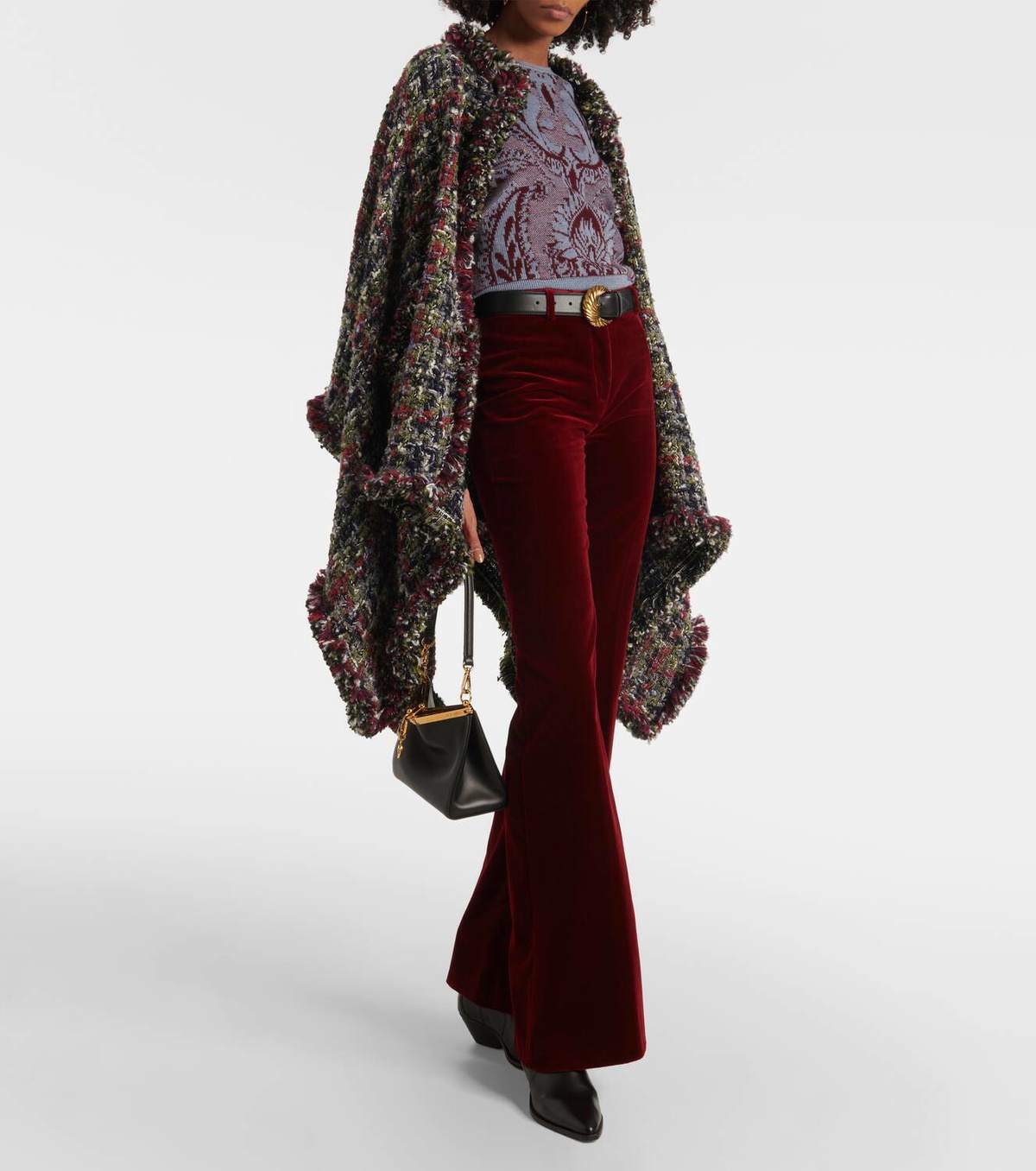 Etro Wool-blend tweed poncho