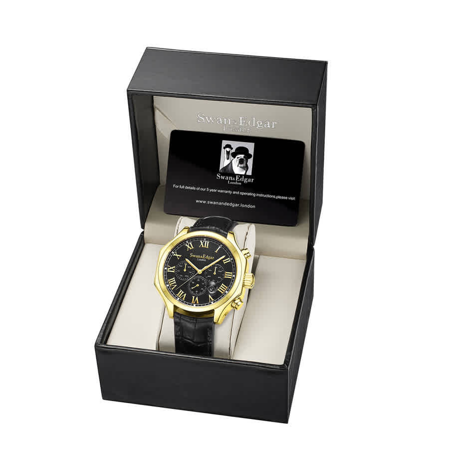 Swan & Edgar Cosmopiltan Automatic Black Dial Mens Watch SE01422