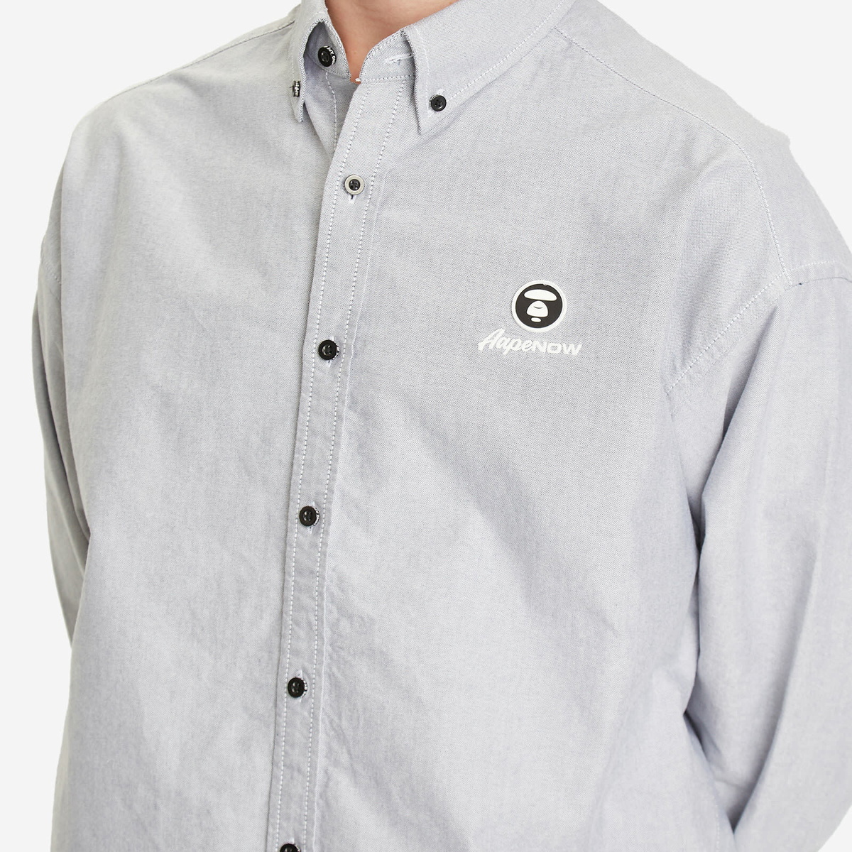 Men's AAPE Now Solid Oxford Shirt in Black