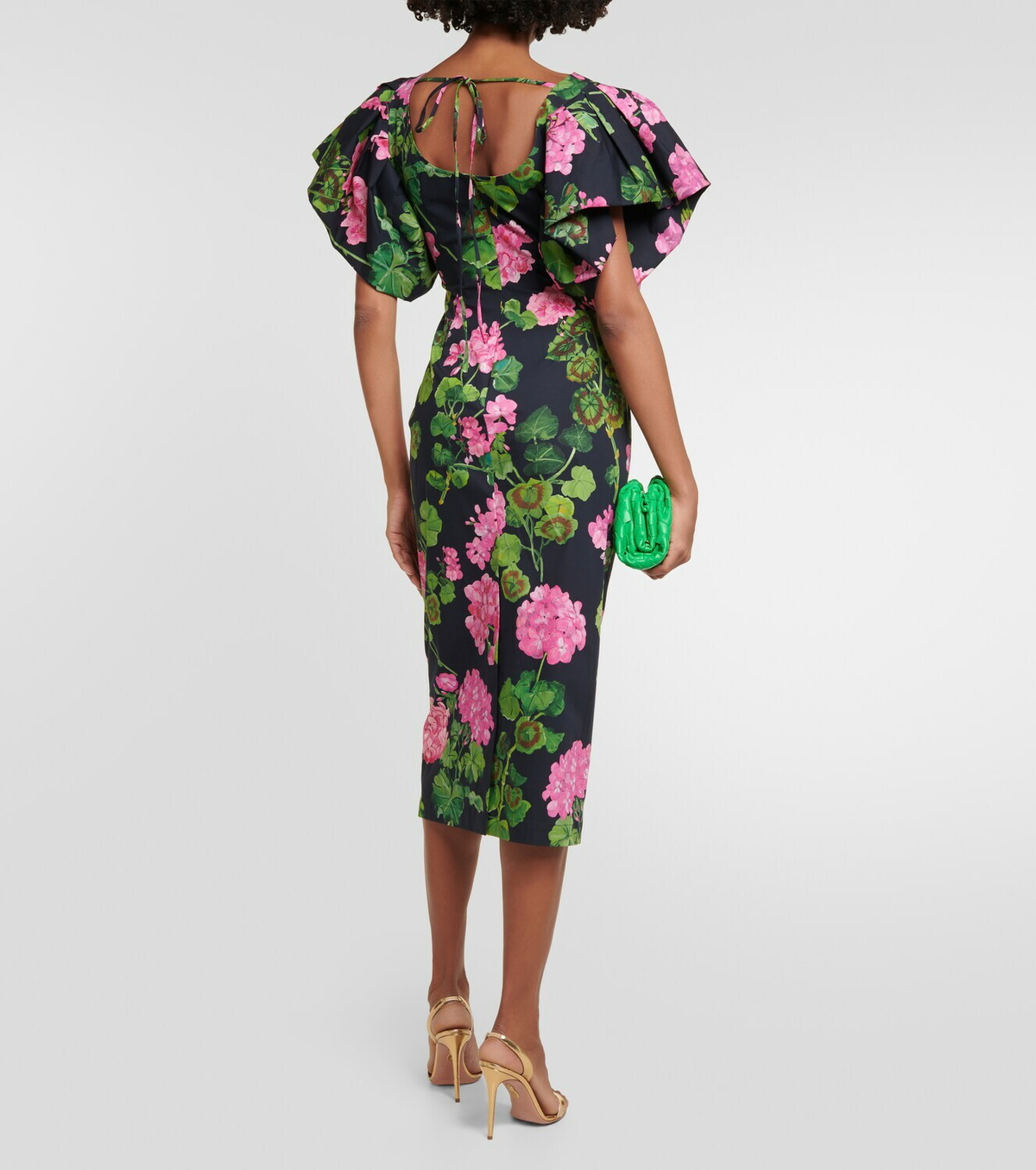 oscar de la renta floral cotton-blend midi dress Floral cotton-blend poplin midi dress in multicoloured - Oscar De La Renta