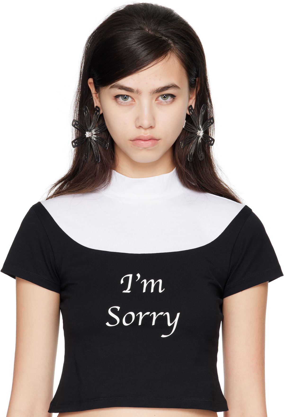 I'm Sorry by Petra Collins SSENSE Exclusive Silver D'heygere Edition Flower Hair Clip Earrings