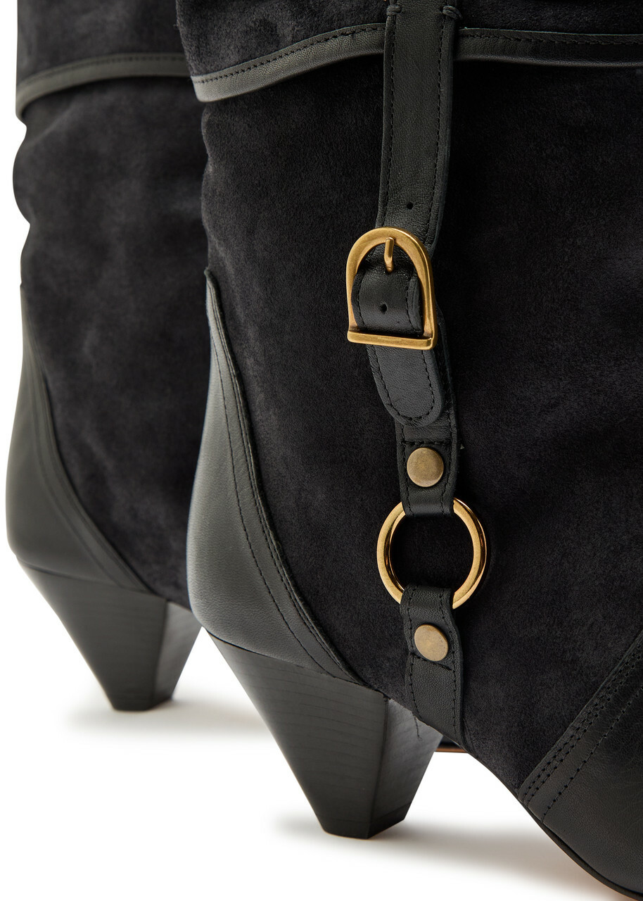 Isabel Marant étoile Darner Buckle Suede Mid-calf Boots Black