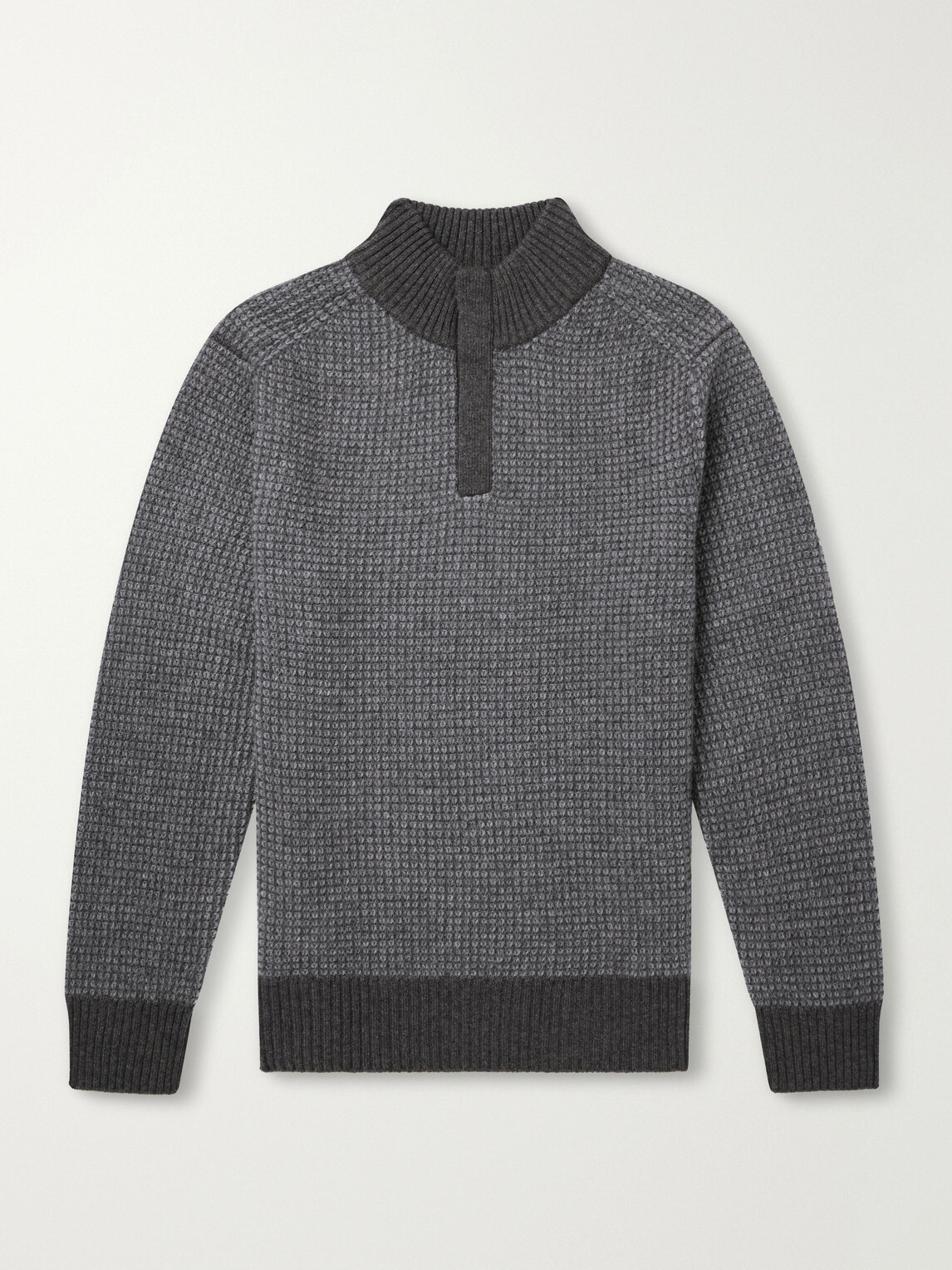 N.PEAL - Waffle-Knit Cashmere Sweater - Gray