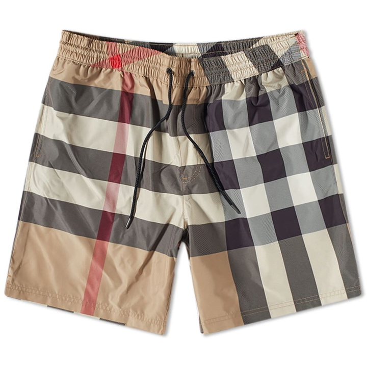 Photo: Burberry Men's Guildes Large Check Swim Short in Archive Beige Check