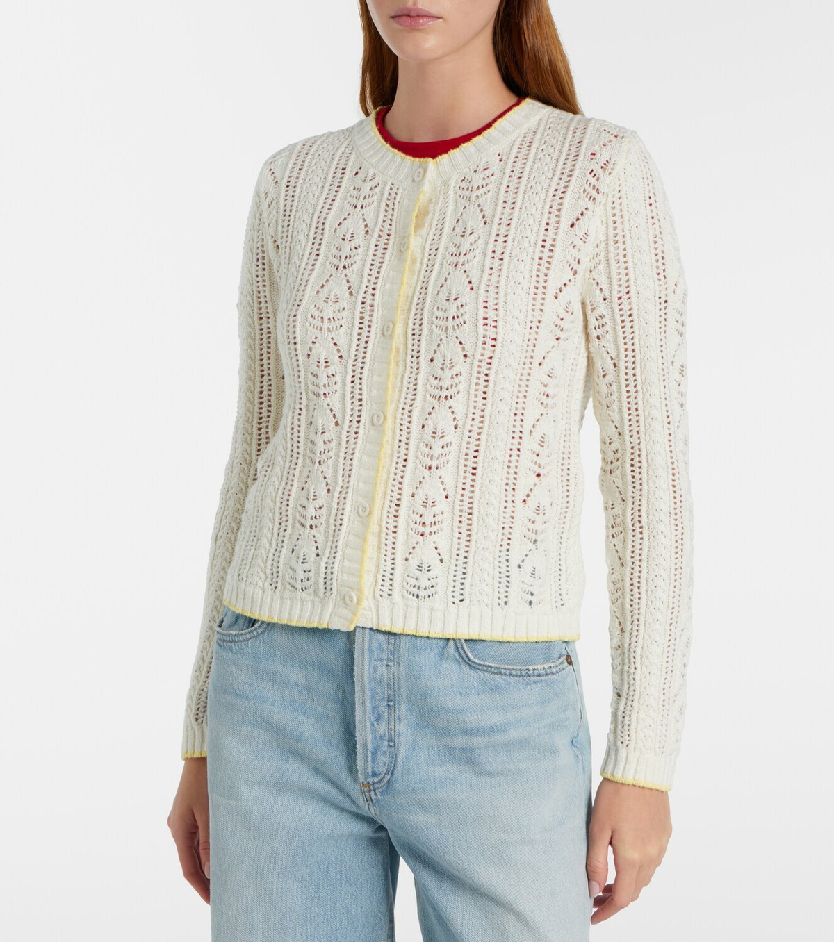 Velvet Daisy pointelle cotton-blend cardigan