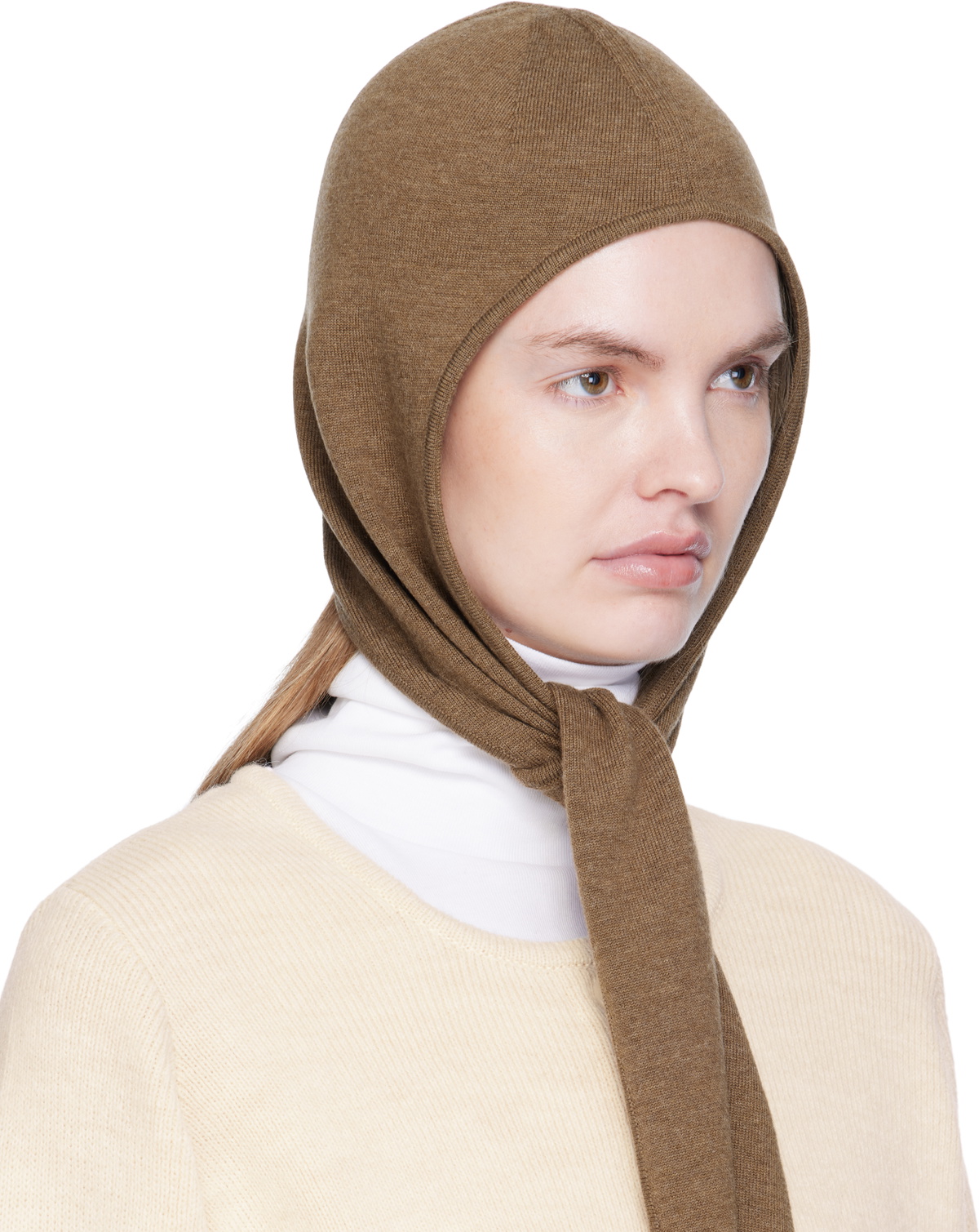 LEMAIRE Brown Fine Wool Head Scarf Hood Lemaire