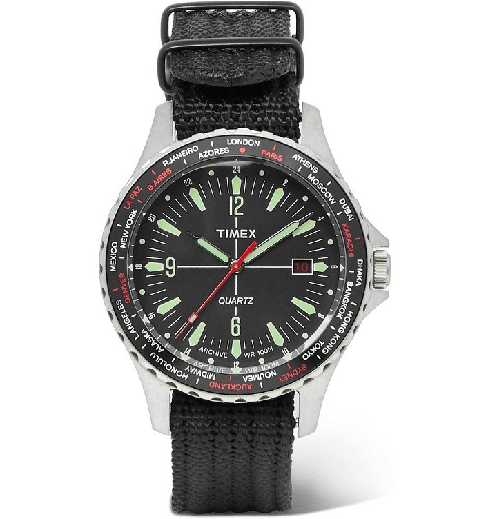 Photo: Timex - Navi World Time Stainless Steel and Nylon-Webbing Watch - Black